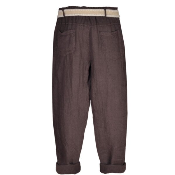  100% Linen belted wide leg pants