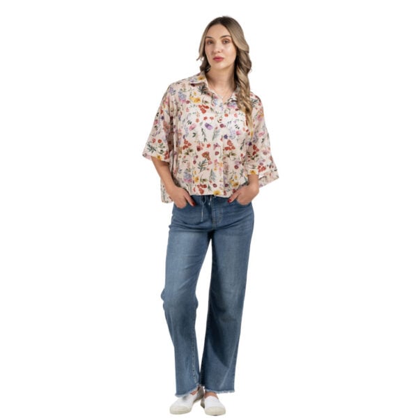 Flower print boxy blouse 