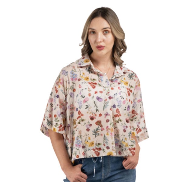 Flower print boxy blouse 