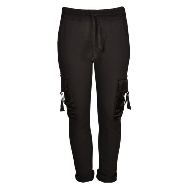 Pocket detail silky cargo pants