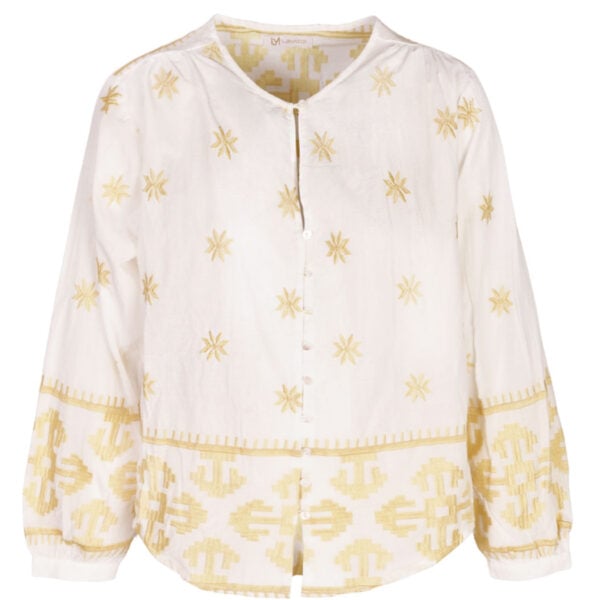 Embroidered aztec long sleeve blouse