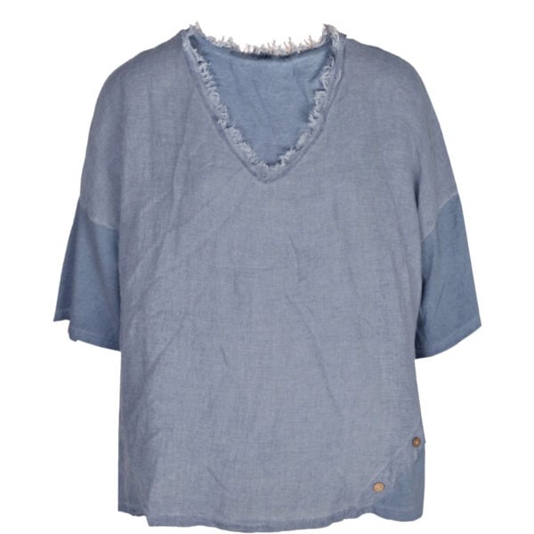 2-Textured raw-edge linen top