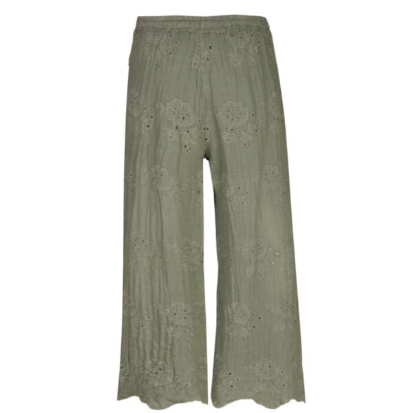 100% Linen anglaise wide leg pants