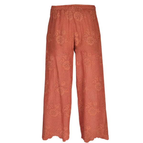100% Linen anglaise wide leg pants