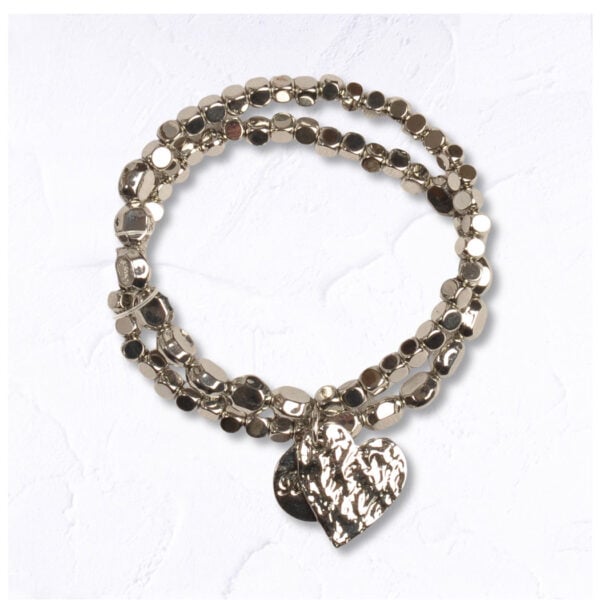 Heart charm beaded bracelet