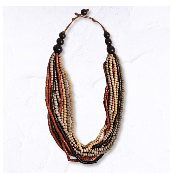 Wooden beaded string necklace