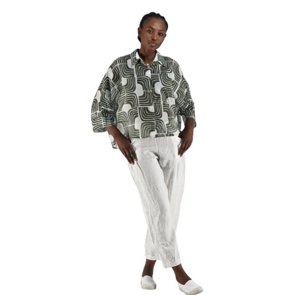 Geometric print batwing shirt