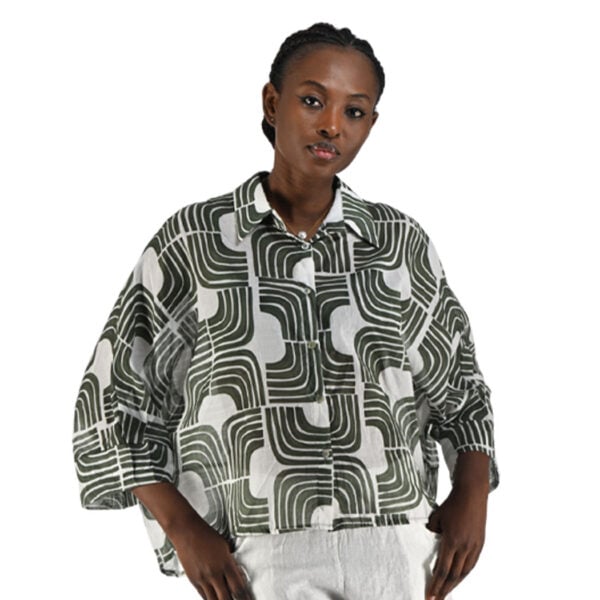 Geometric print batwing shirt