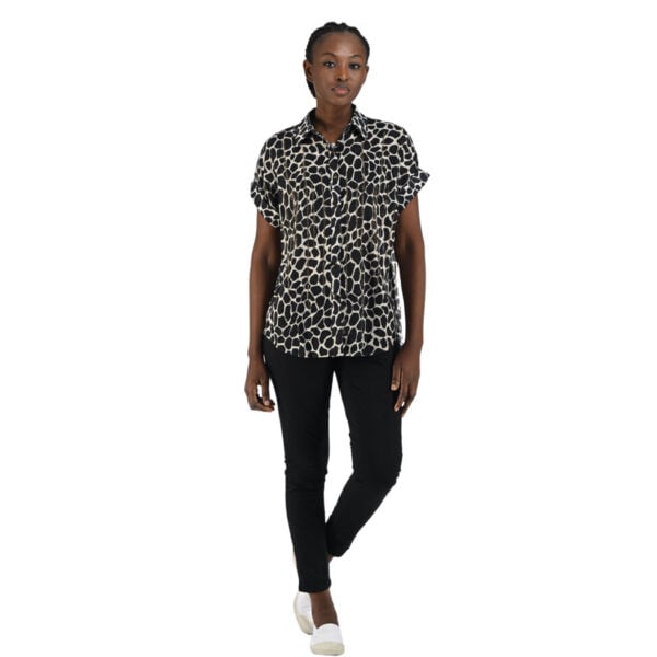 Giraffe print studded shirt