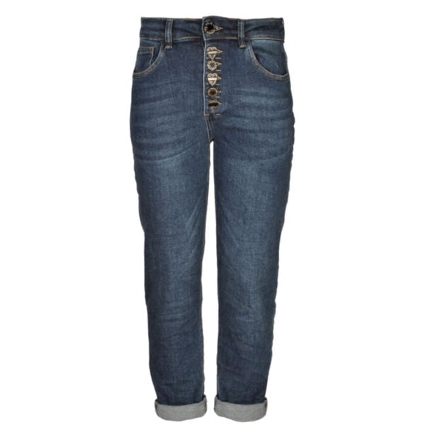 Multi heart stone button jeans