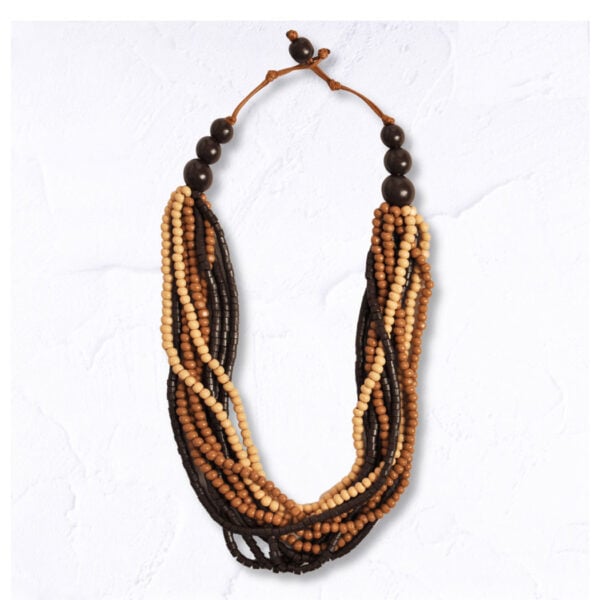 Wooden beaded string necklace
