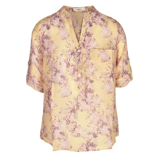 Mandarin seaweed print collared shirt
