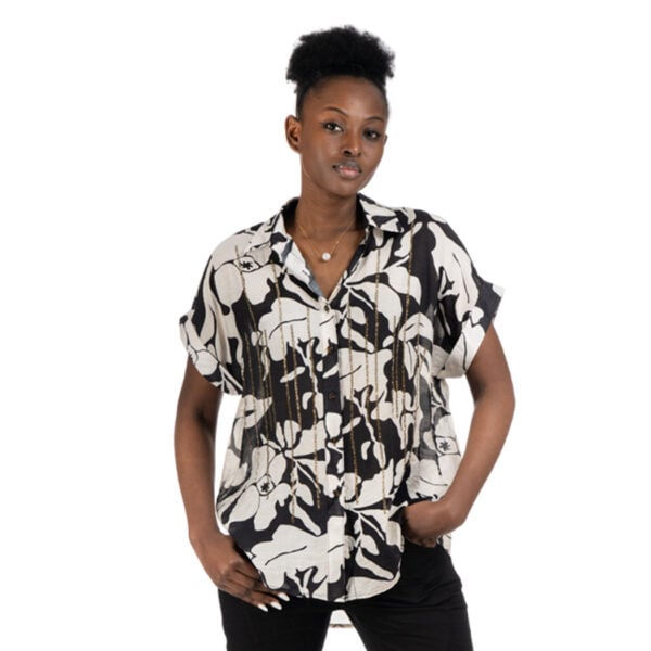 Floral print studded shirt