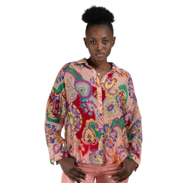 Floral print hi-lo shirt