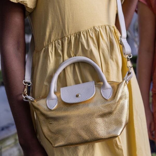 Genuine leather shimmer bag