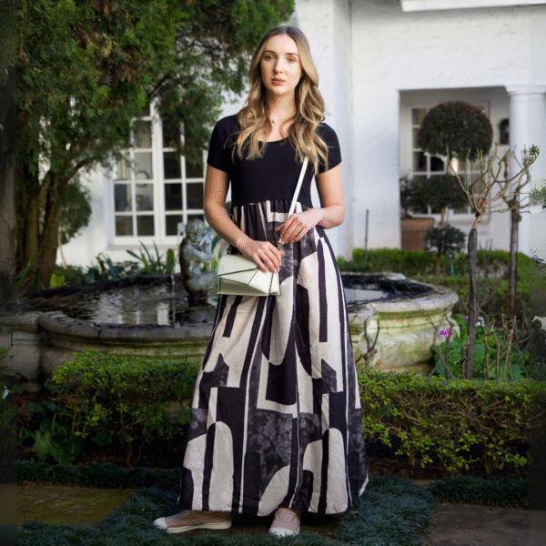 2-Textured geometric print dress