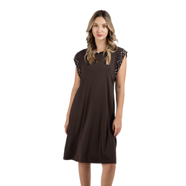 Pearl detail cap sleeve dress