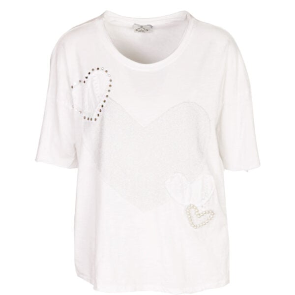 Shimmer heart pearl top