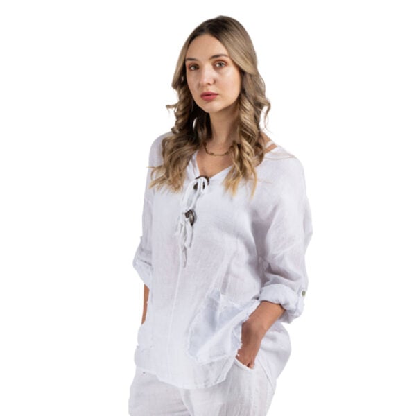 100% Linen drawstring oversized top