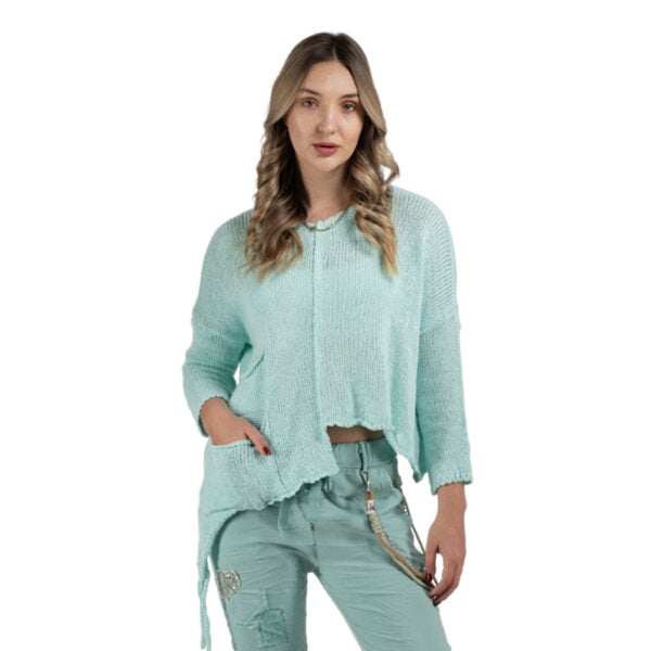 Pocket detail pointy edge knitted top