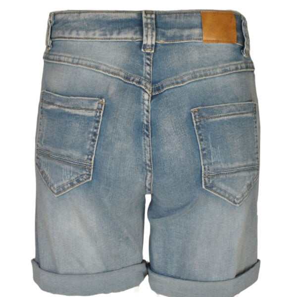 Square button torn denim shorts 
