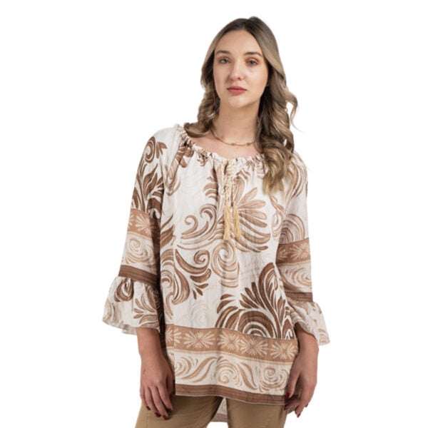 Heraldic print tassel top