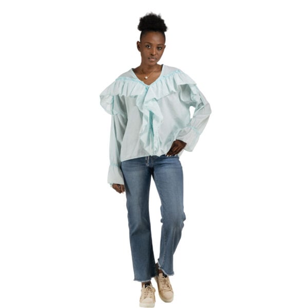 Frill detail oversized long sleeve top