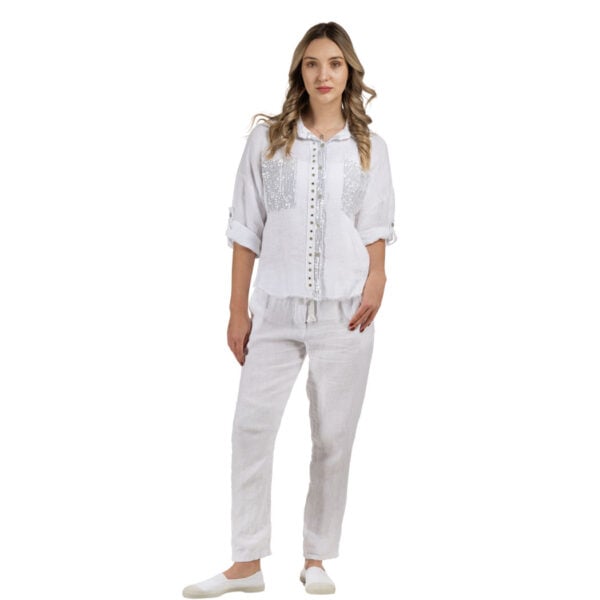 100% Linen diamante studded star shirt