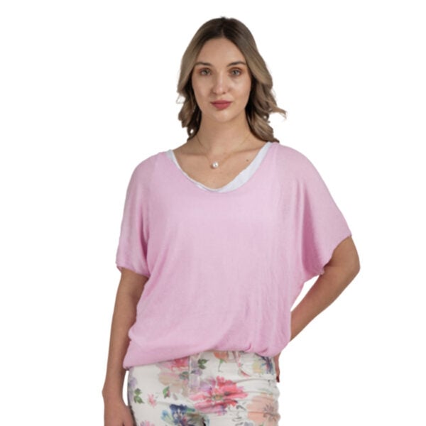 2-Textured double layer lurex trim top