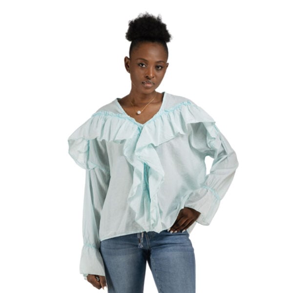 Frill detail oversized long sleeve top