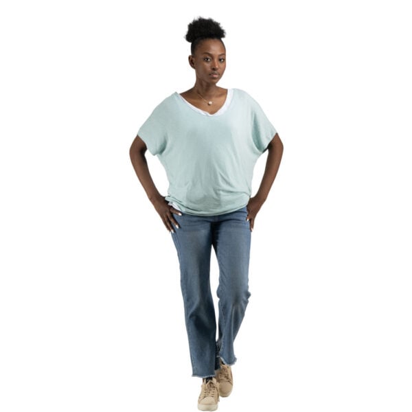 2-Textured lurex trim double layer top