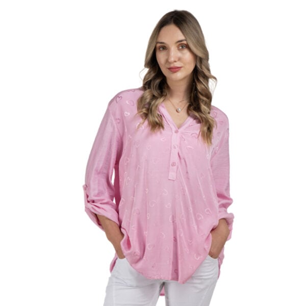 2-Textured jacquard heart oversized top