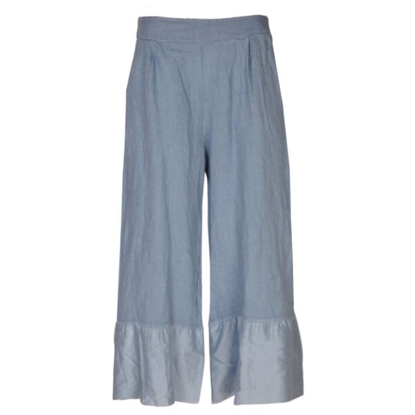 100% Linen silky border wide leg pants