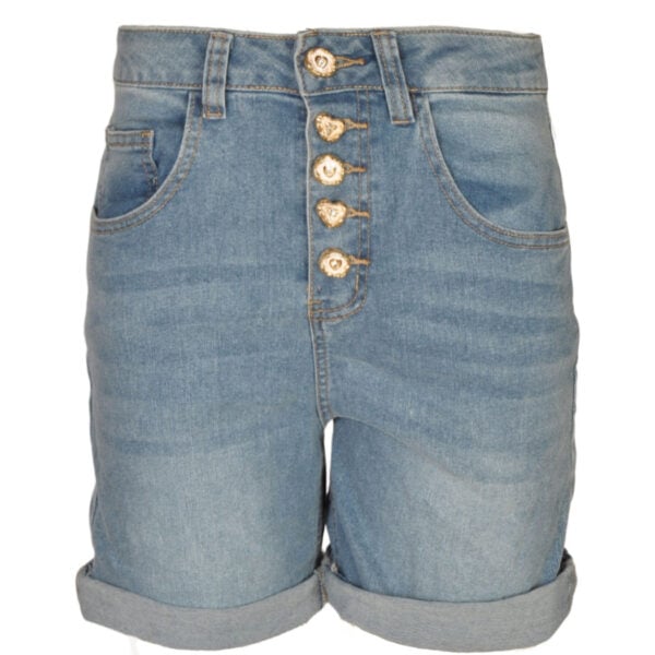 Heart button diamante denim shorts 