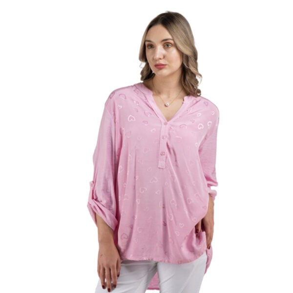 2-Textured jacquard heart oversized top