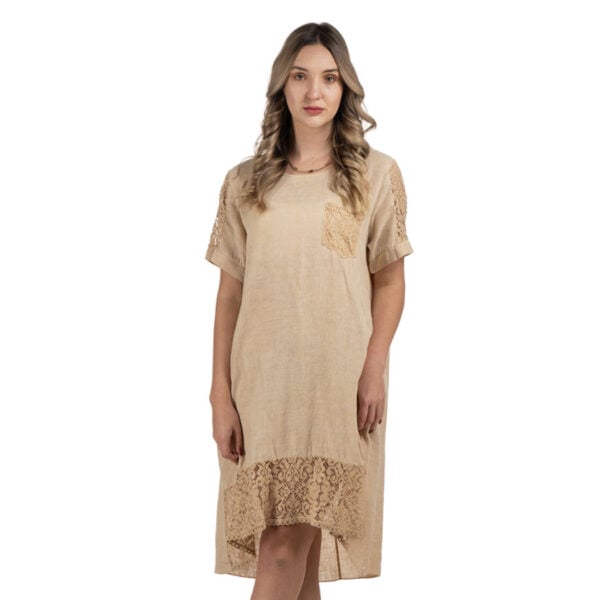 Hi-lo lace detail dress