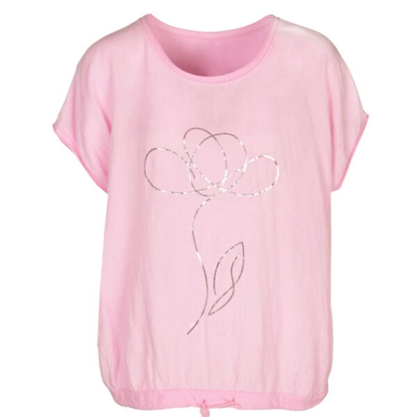 2-Textured foil rose oversized top