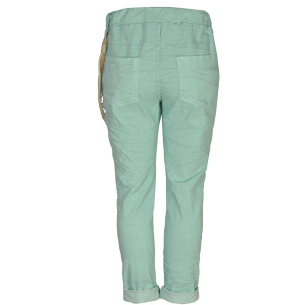 Rope chain detail sequin patch pants