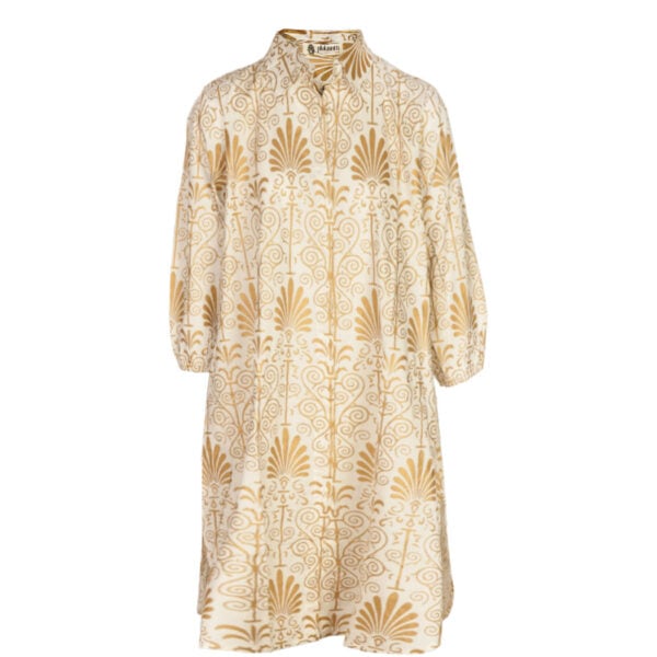 Gold foil heraldic print dress