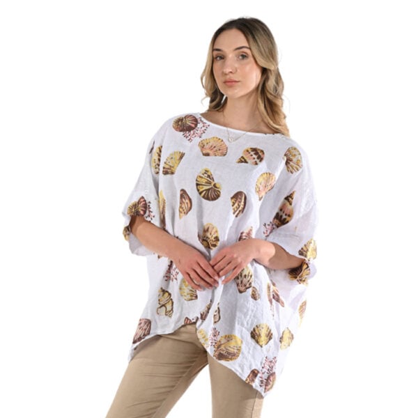 100% Linen shell print top