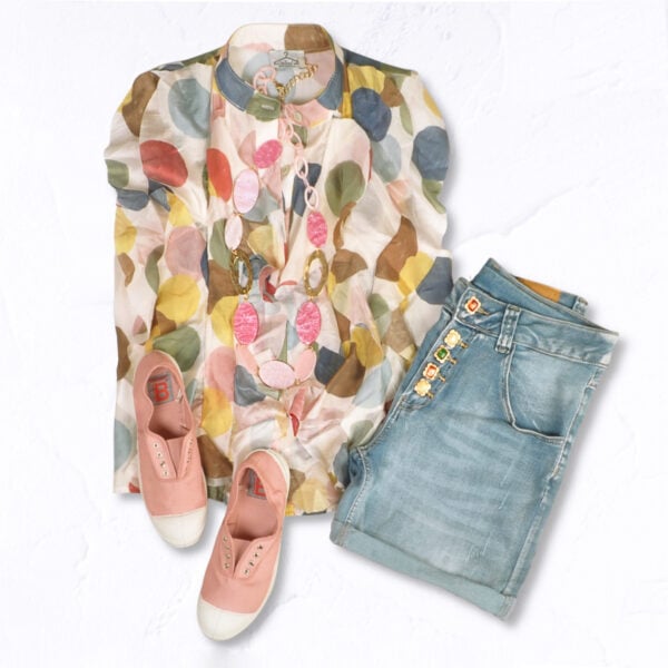 Polka dot frill detail top 