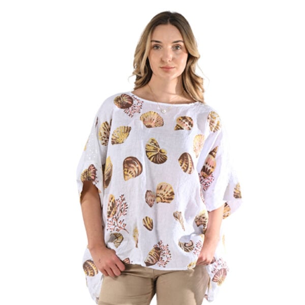 100% Linen shell print top