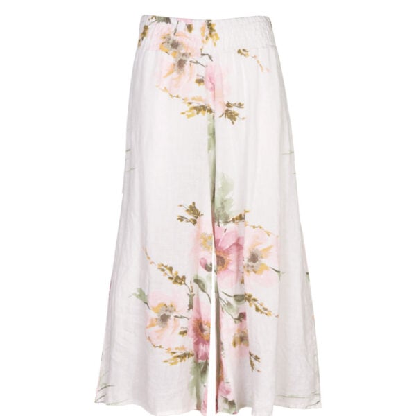 100% Linen flower print wide leg pants