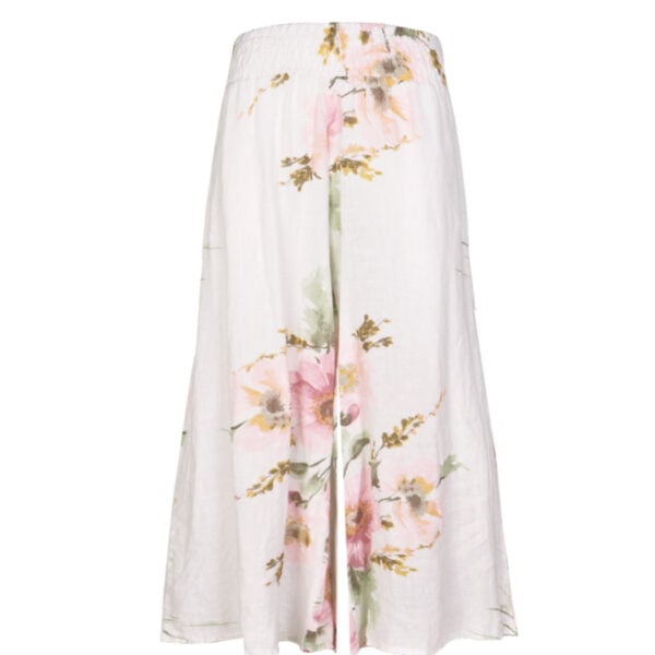 100% Linen flower print wide leg pants