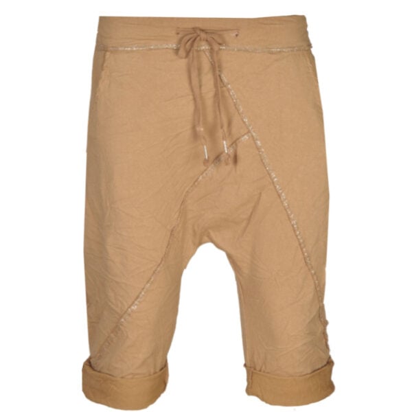 Lurex trim harem shorts