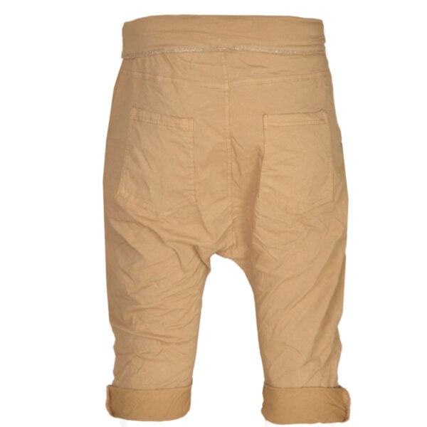 Lurex trim harem shorts
