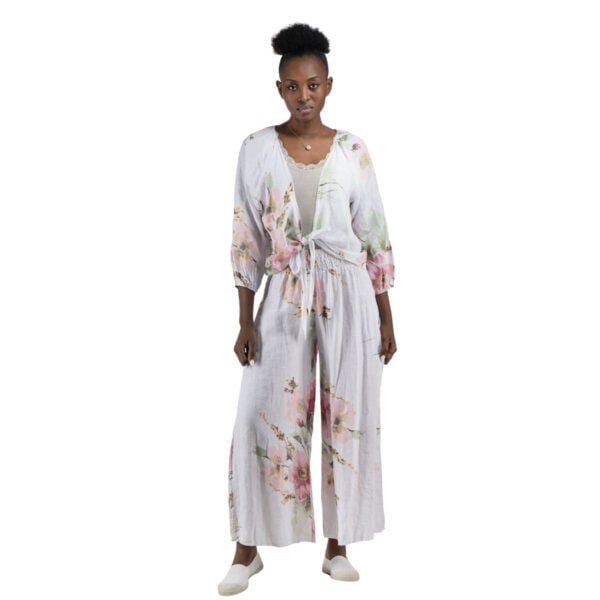 100% Linen flower print cardi