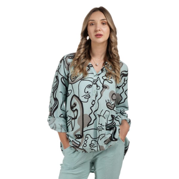 Face print oversized top