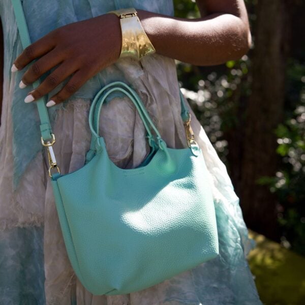 Genuine leather mini shopper bag