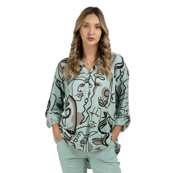 Face print oversized top